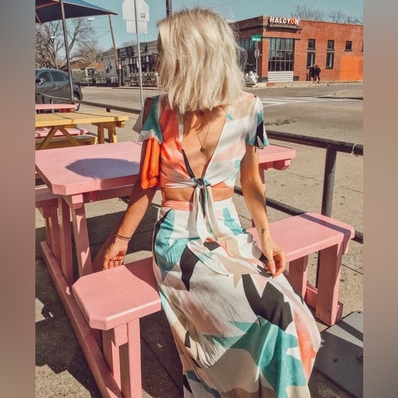 NWT Lulus’ Daydreaming White Print Two-Piece Maxi Dress - Picture 8 of 10